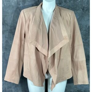 G.I.L.I Leather Drape Front Jacket Lightweight Casual Chic sz 24W (15581)